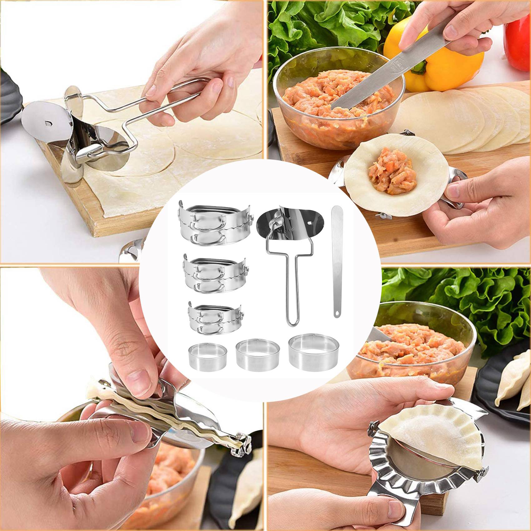 Dumpling Press Set - ABKW-Dumplings Maker 8 Pcs, Press Mold